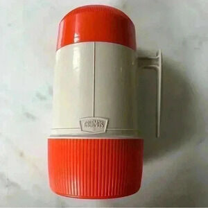 Vintage 60s orange glass insert wide mouth Thermos model 6202